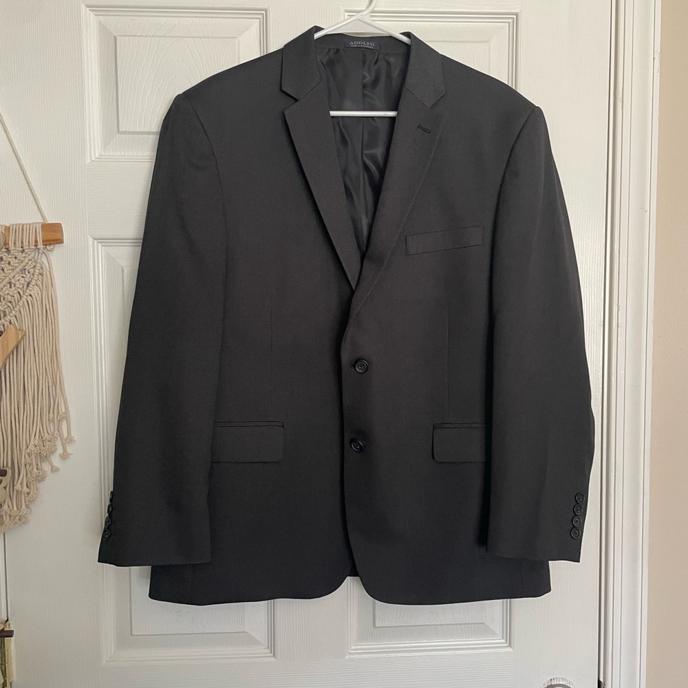 Adolfo Men's 42S Classic Dark Grey Two-Button Blazer